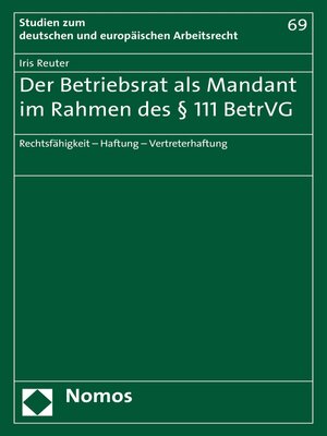 cover image of Der Betriebsrat als Mandant im Rahmen des § 111 BetrVG